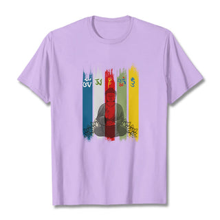 Buddha Gift Six True Words 'Om Mani Padme Hum' Buddha Sitting With Lotus Cotton Tee T-shirt