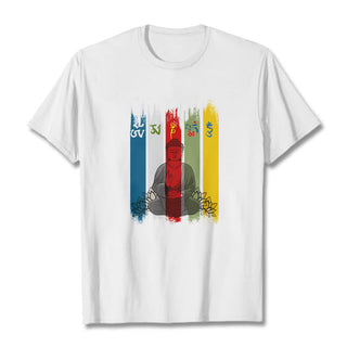 Buddha Gift Six True Words 'Om Mani Padme Hum' Buddha Sitting With Lotus Cotton Tee T-shirt
