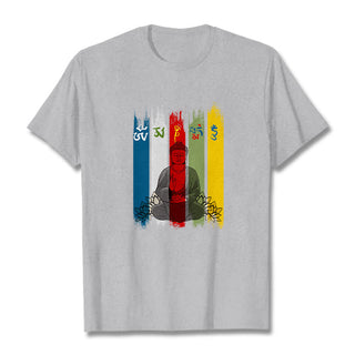 Buddha Gift Six True Words 'Om Mani Padme Hum' Buddha Sitting With Lotus Cotton Tee T-shirt