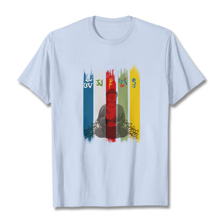 Buddha Gift Six True Words 'Om Mani Padme Hum' Buddha Sitting With Lotus Cotton Tee T-shirt