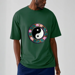 Buddha Gift Yin Yang Lotus Leaves Cotton Tee T-shirt