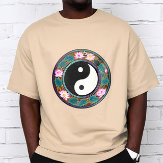 Buddha Gift Yin Yang Lotus Leaves Cotton Tee T-shirt