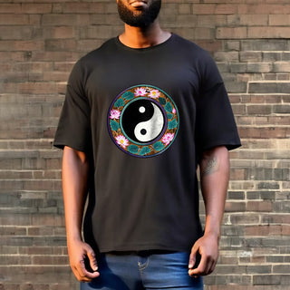 Buddha Gift Yin Yang Lotus Leaves Cotton Tee T-shirt