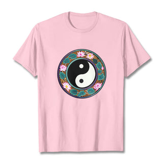 Buddha Gift Yin Yang Lotus Leaves Cotton Tee T-shirt