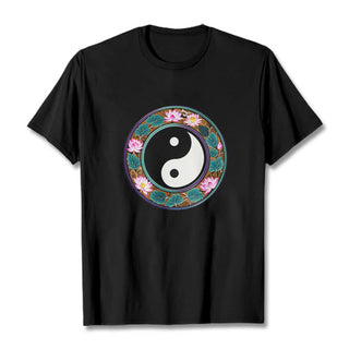 Buddha Gift Yin Yang Lotus Leaves Cotton Tee T-shirt
