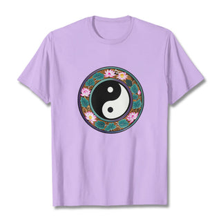 Buddha Gift Yin Yang Lotus Leaves Cotton Tee T-shirt