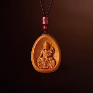 Buddha Gift Peach Wood Cinnabar Om Mani Padme Hum Chinese Zodiac Black String Necklace Pendants
