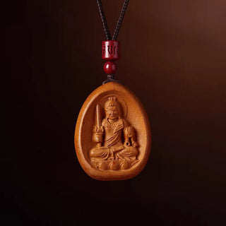 Buddha Gift Peach Wood Cinnabar Om Mani Padme Hum Chinese Zodiac Black String Necklace Pendants