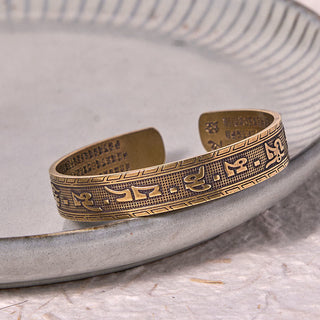 Buddha Gift Six True Words 'om Mani Padme Hum' Heart Sutra Copper Brass Luck Wisdom Bracelet Bangle