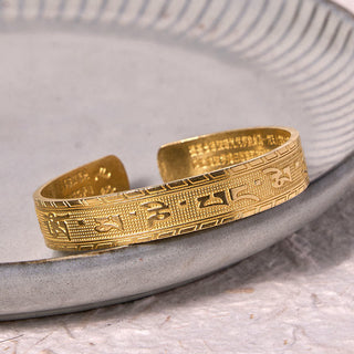 Buddha Gift Six True Words 'om Mani Padme Hum' Heart Sutra Copper Brass Luck Wisdom Bracelet Bangle