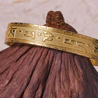 Buddha Gift Six True Words 'om Mani Padme Hum' Heart Sutra Copper Brass Luck Wisdom Bracelet Bangle