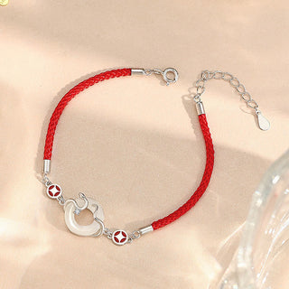 Buddha Gift Hetian Jade Chalcedony Peace Buckle Coin 925 Sterling Silver Year Of The Snake Red String Prosperity Bracelet