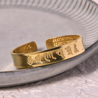 Buddha Gift Six True Words 'om Mani Padme Hum' Heart Sutra Copper Brass Inner Peace Cuff Bracelet Bangle