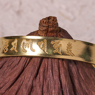 Buddha Gift Six True Words 'om Mani Padme Hum' Heart Sutra Copper Brass Inner Peace Cuff Bracelet Bangle