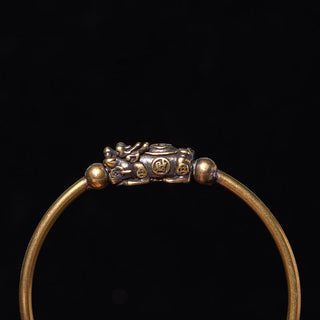 Buddha Gift Pi Xiu Carrying Compass Fu Character Copper Brass Luck Wealth Bracelet Bangle