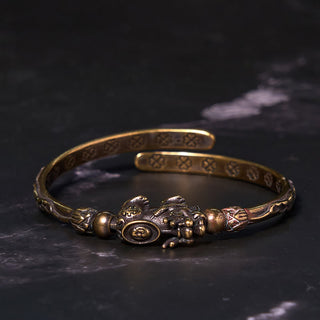 Buddha Gift Pi Xiu Carrying Coin Ingot Copper Brass Luck Wealth Bracelet Bangle