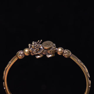 Buddha Gift Pi Xiu Carrying Coin Ingot Copper Brass Luck Wealth Bracelet Bangle