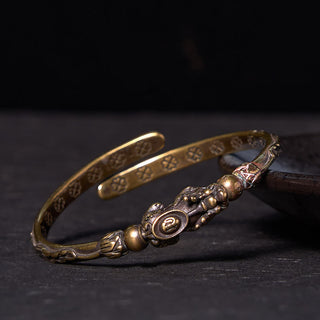 Buddha Gift Pi Xiu Carrying Coin Ingot Copper Brass Luck Wealth Bracelet Bangle