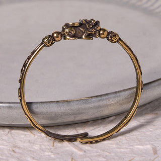 Buddha Gift Pi Xiu Carrying Coin Ingot Copper Brass Luck Wealth Bracelet Bangle