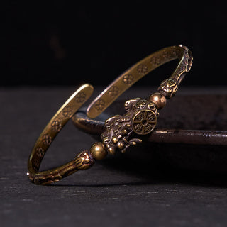 Buddha Gift Pi Xiu Carrying Coin Ingot Copper Brass Luck Wealth Bracelet Bangle