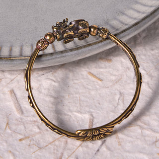 Buddha Gift Pi Xiu Carrying Coin Ingot Copper Brass Luck Wealth Bracelet Bangle