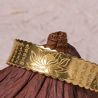 Buddha Gift Heart Sutra Lotus Flower Copper Brass Peace Enlightenment Cuff Bracelet Bangle