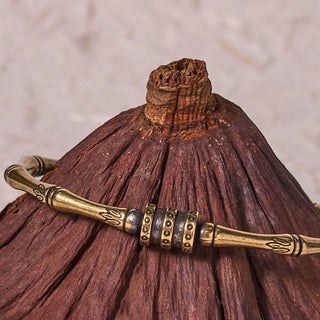 Buddha Gift Bamboo Lotus Flower Copper Brass Peace Bracelet Bangle