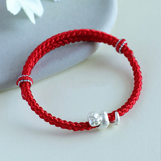 Buddha Gift Handmade 999 Sterling Silver Year Of Snake Red String Luck Braided Bracelet