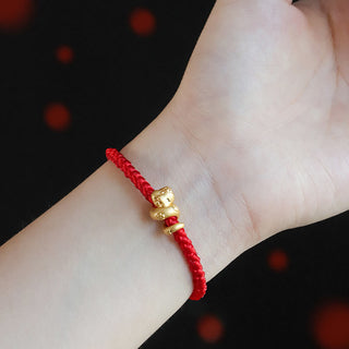 Buddha Gift Handmade 999 Sterling Silver Year Of Snake Red String Luck Braided Bracelet