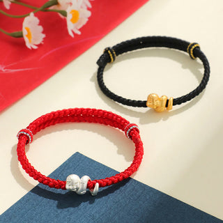 Buddha Gift Handmade 999 Sterling Silver Year Of Snake Red String Luck Braided Bracelet