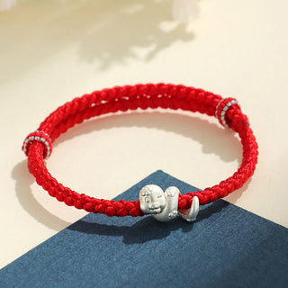 Buddha Gift Handmade 999 Sterling Silver Year Of Snake Red String Luck Braided Bracelet