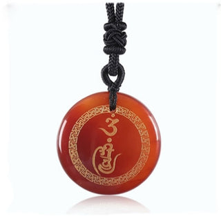 Buddha Gift Swastika Pattern Vajra Protection Mantra Natural Various Crystal Black Obsidian Purification Necklace Pendant