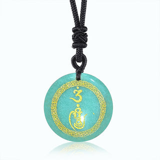 Buddha Gift Swastika Pattern Vajra Protection Mantra Natural Various Crystal Black Obsidian Purification Necklace Pendant