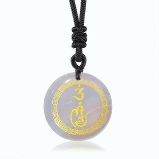 Buddha Gift Swastika Pattern Vajra Protection Mantra Natural Various Crystal Black Obsidian Purification Necklace Pendant