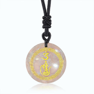 Buddha Gift Swastika Pattern Vajra Protection Mantra Natural Various Crystal Black Obsidian Purification Necklace Pendant