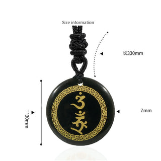 Buddha Gift Surrounding Swastika Pattern Vajra Protection Mantra Natural Various Crystal Black Obsidian Fulfilment Necklace Pendant