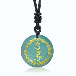Buddha Gift Surrounding Swastika Pattern Vajra Protection Mantra Natural Various Crystal Black Obsidian Fulfilment Necklace Pendant