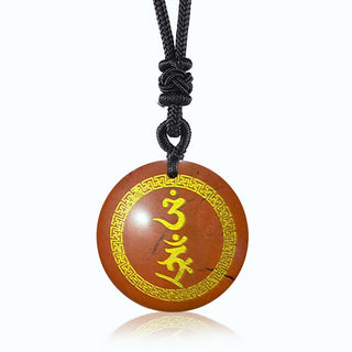 Buddha Gift Surrounding Swastika Pattern Vajra Protection Mantra Natural Various Crystal Black Obsidian Fulfilment Necklace Pendant