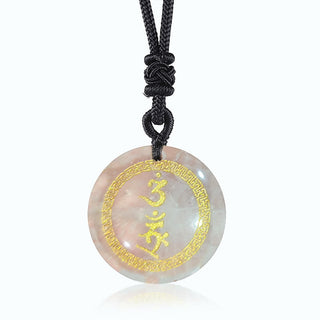 Buddha Gift Surrounding Swastika Pattern Vajra Protection Mantra Natural Various Crystal Black Obsidian Fulfilment Necklace Pendant