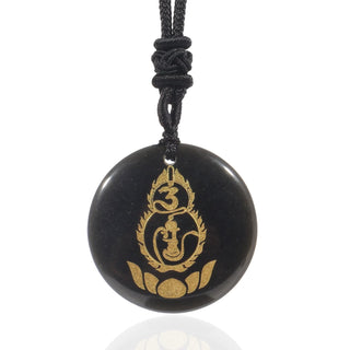 Buddha Gift Gourd Lotus Pedestal Pattern Vajra Protection Mantra Natural Various Crystal Black Obsidian Fulfilment Necklace Pendant