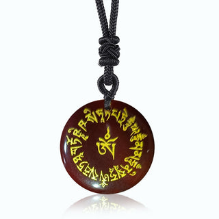 Buddha Gift Fortune-gathering Mantra Natural Various Crystal Black Obsidian Fulfilment Necklace Pendant