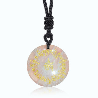 Buddha Gift Fortune-gathering Mantra Natural Various Crystal Black Obsidian Fulfilment Necklace Pendant
