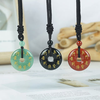 Buddha Gift Green Tara Mantra Natural Various Crystal Black Obsidian Fulfilment Necklace Pendant