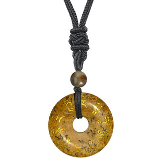 Buddha Gift Green Tara Mantra Natural Various Crystal Black Obsidian Fulfilment Necklace Pendant