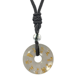 Buddha Gift Green Tara Mantra Natural Various Crystal Black Obsidian Fulfilment Necklace Pendant
