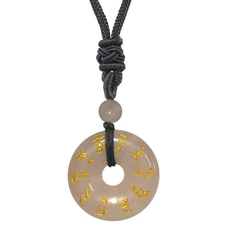 Buddha Gift Green Tara Mantra Natural Various Crystal Black Obsidian Fulfilment Necklace Pendant