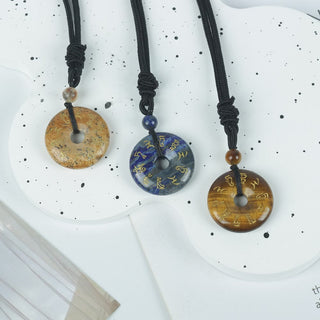 Buddha Gift Green Tara Mantra Natural Various Crystal Black Obsidian Fulfilment Necklace Pendant