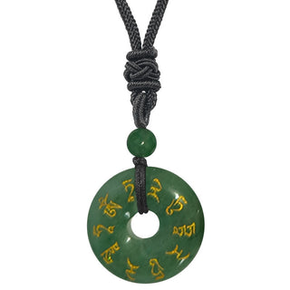 Buddha Gift Green Tara Mantra Natural Various Crystal Black Obsidian Fulfilment Necklace Pendant