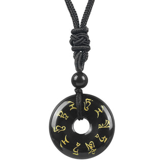 Buddha Gift Green Tara Mantra Natural Various Crystal Black Obsidian Fulfilment Necklace Pendant