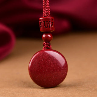 Buddha Gift Natural Cinnabar Six True Words 'Om Mani Padme Hum' Braided String Blessing Key Chain Necklace Pendant